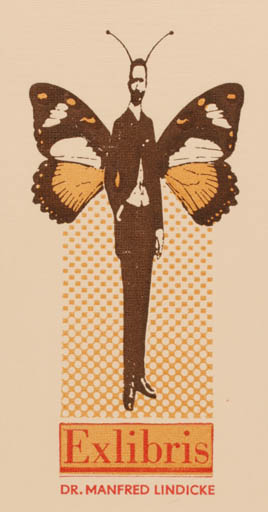 Exlibris by Peter Israel from Germany for Manfred dr. Lindicke - Insect Surrealism 