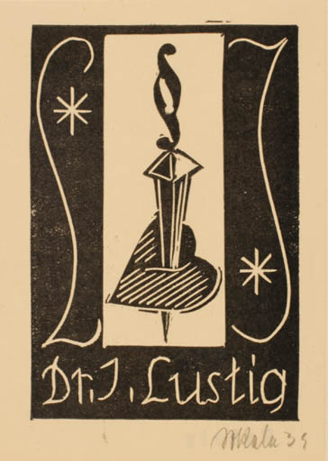 Exlibris by E. Sokele from Czech Republic for Dr. Istvan Lustig - Law 