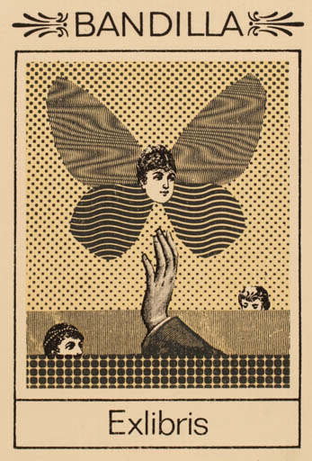 Exlibris by Peter Israel from Germany for ? Bandilla - Hand(s) Insect Woman Surrealism 