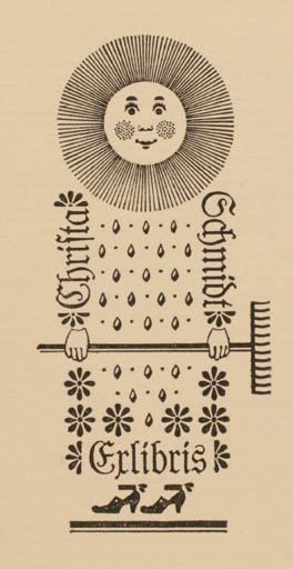 Exlibris by Peter Israel from Germany for Christa Schmidt - Sun 