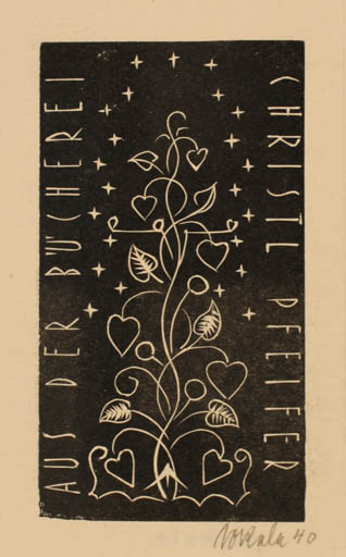 Exlibris by E. Sokele from Czech Republic for Christl Pfeifer - Flower Flora 