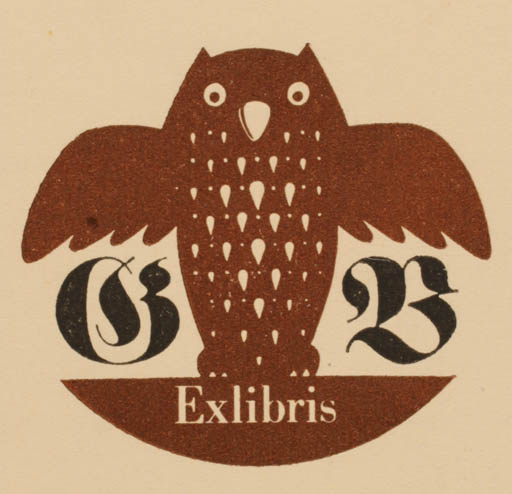 Exlibris by Peter Israel from Germany for B G - Owl 