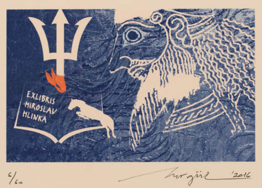 Exlibris by Nurgül Arikan from Turkey for Miroslav Hlinka - Classical antiquity Horse Mythology 