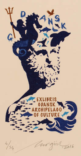 Exlibris by Nurgül Arikan from Turkey for ? Gdansk Archipelago of Culture - Maritime Mythology 