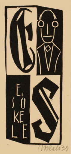 Exlibris by E. Sokele from Czech Republic for E. Sokele - Monogram Man 