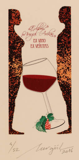 Exlibris by Nurgül Arikan from Turkey for Nurgül Arikan - Wine 