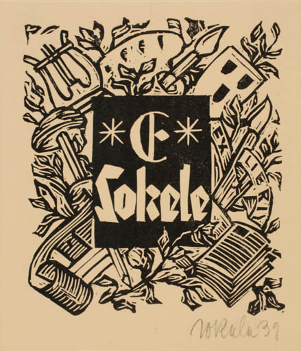 Exlibris by E. Sokele from Czech Republic for E. Sokele - Working Book Music 