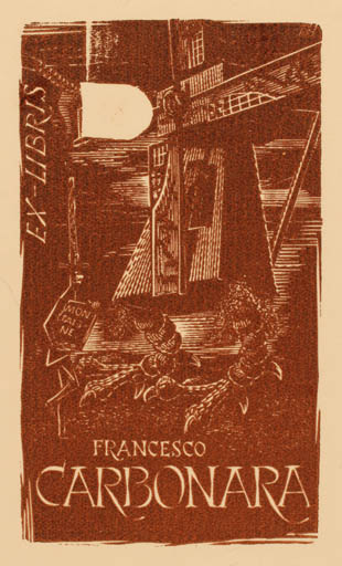 Exlibris by Rene Barande from France for Francesco Carbonara - Mill 