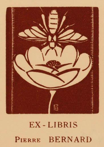 Exlibris by Pierre Bernard from France for Pierre Bernard - Flower Insect 