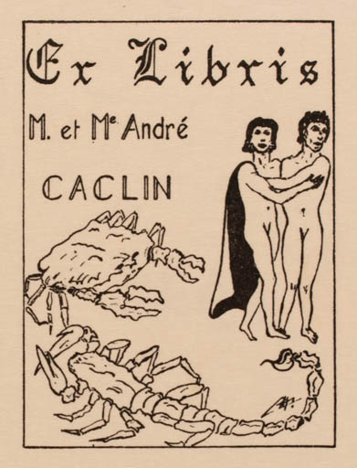 Exlibris by Antoinette Caclin from France for André Caclin - Fauna Couple 