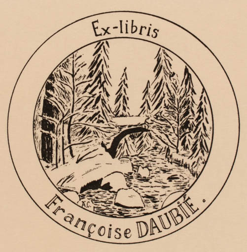 Exlibris by Antoinette Caclin from France for Francoise Daubié - Forest 