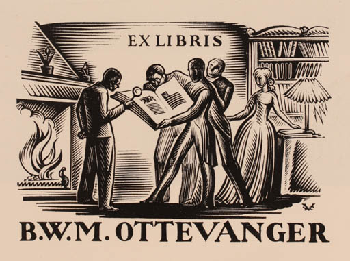 Exlibris by Valentin Le Campion from France for B.W.M Ottevanger - Book Group Interior 