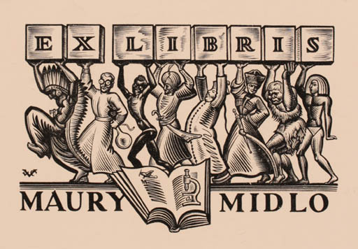 Exlibris by Valentin Le Campion from France for Maury Midlo - Book Group Science 