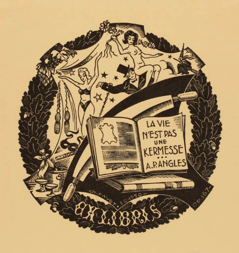 Exlibris by Charles Farvet from France for A.P. Angles - Book 