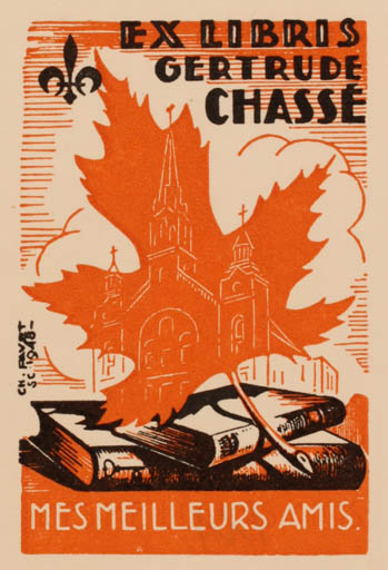 Exlibris by Charles Favet from France for Gertrude Chassé - Book Church 