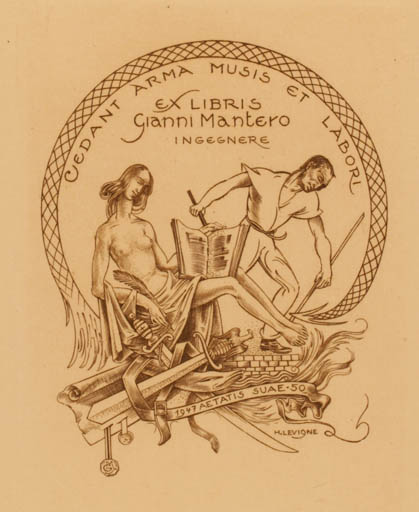 Exlibris by Hubert Levigne from France for Gianni Mantero - Couple 