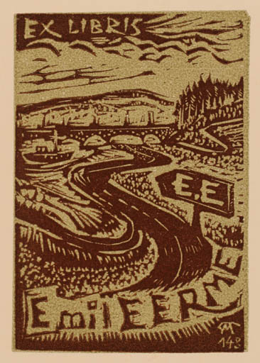 Exlibris by L Maechler from France for Emil Eerme - Scenery/Landscape 