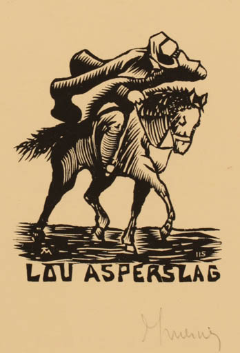 Exlibris by Jocelyn Mercier from France for Louis M. J. Asperslag - Horseman/Rider 