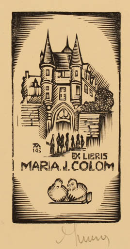 Exlibris by Jocelyn Mercier from France for Maria Josefa Colom - Castle/Palace 