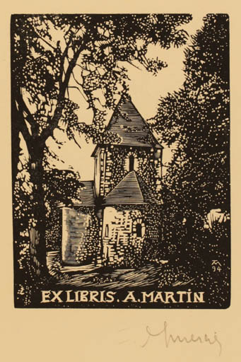 Exlibris by Jocelyn Mercier from France for A Martin - Church 