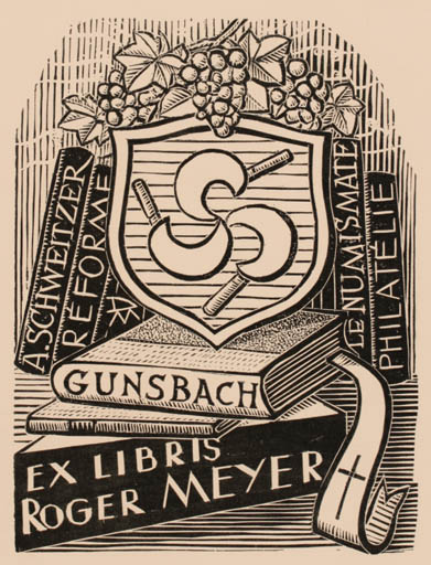 Exlibris by Daniel Meyer from France for Roger Meyer - Book Wine 