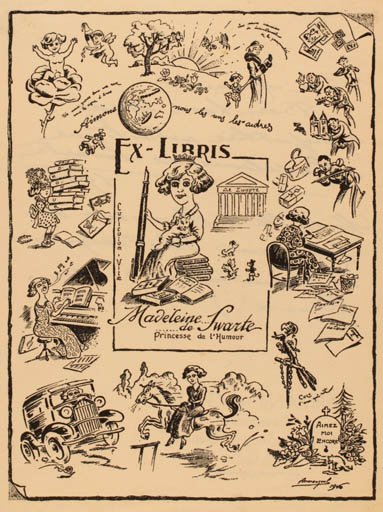 Exlibris by Armand Maugeol from France for Madeleine Swarte - 