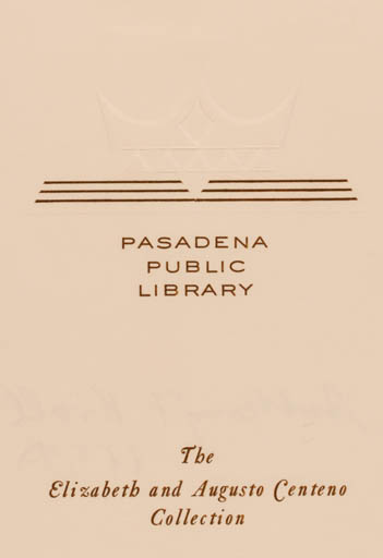 Exlibris by Anthony F. Kroll from USA for Pasadena Public Library - Text/Writing 