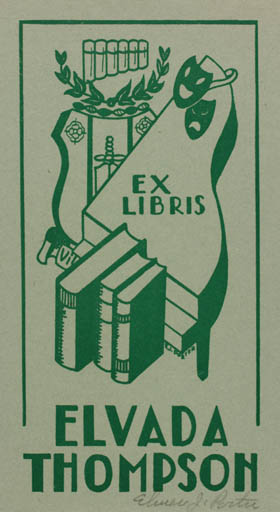 Exlibris by Elmar J Porter from USA for Elvada Thompson - Book Music 