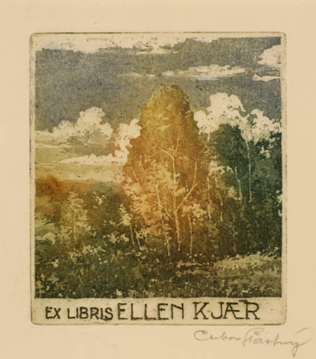 Exlibris by Ctibor Stastny from Czech Republic for Ellen Kjaer - Flora Forest 