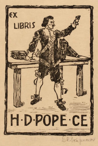 Exlibris by G. R. Skopecek from USA for H D Pope Ce - Man 