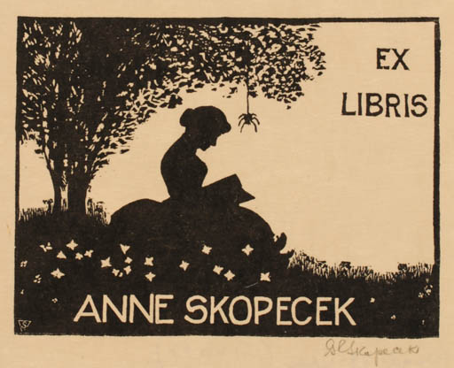 Exlibris by G. R. Skopecek from USA for Anne Skopecek - Woman Tree 