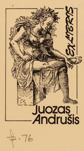 Exlibris by Joseph Sodaitis from USA for Juozas Andrusis - Woman 