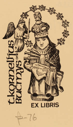 Exlibris by Joseph Sodaitis from USA for T. Kornelius Bucmys - Religion 