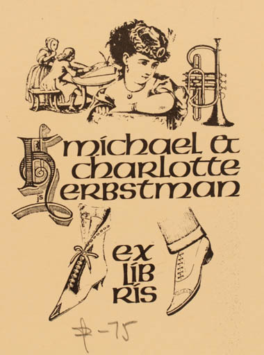 Exlibris by Joseph Sodaitis from USA for Michael et Charlotte Erbstman - Woman Music 