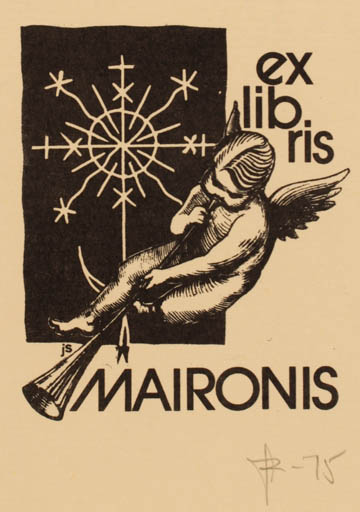 Exlibris by Joseph Sodaitis from USA for ? Maironis - Angel 