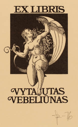 Exlibris by Joseph Sodaitis from Germany for Vytautus Vebeliunas - Woman 