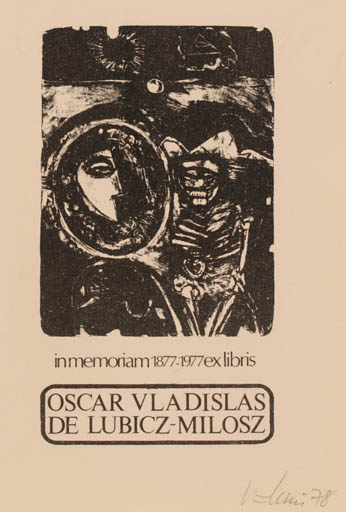 Exlibris by Vytautas O. Virkau from USA for Oscar Vladislas De Lubicz-Milosz - 