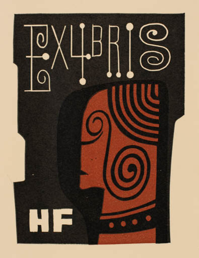 Exlibris by Jaroslav Svab from Czech Republic for ? H. F. - Abstract Portrait 