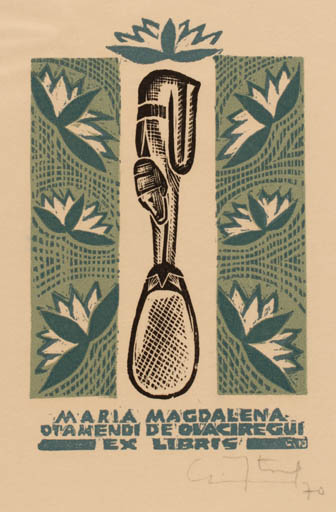 Exlibris by Georgio Ituarte from Argentina for M.M Otamendi De Olaciregui - 