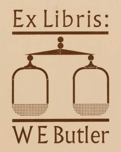 Exlibris by H Weissenborn from Great Britain for Prof. William Ettler Butler - Law 