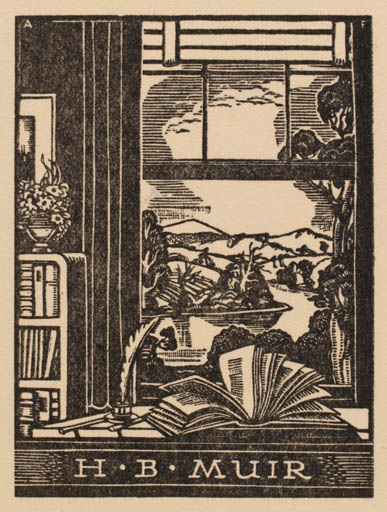 Exlibris by Adrian Feint from Australia for H. B. Muir - Book Interior Scenery/Landscape 