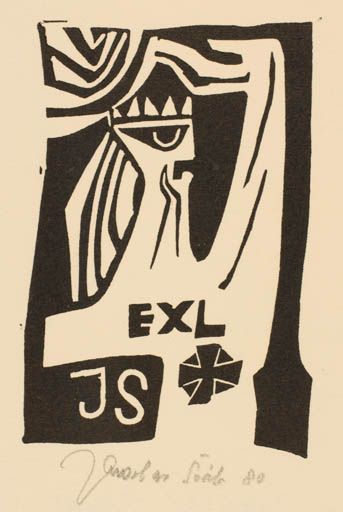 Exlibris by Jaroslav Svab from Czech Republic for ? J. S. - Abstract Portrait 