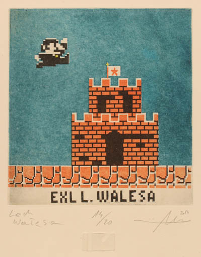 Exlibris by Jacek Machowski from Poland for Lech Walesa - Castle/Palace 