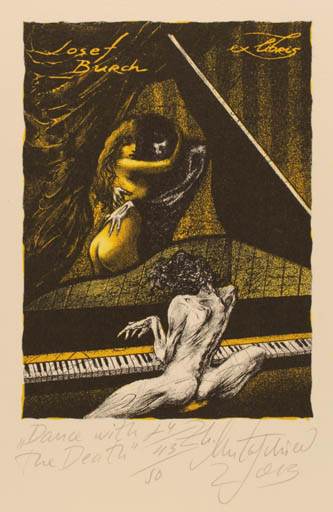 Exlibris by Zhivko Mutafchief from Bulgaria for Josef Burch - Dancing Death Music 