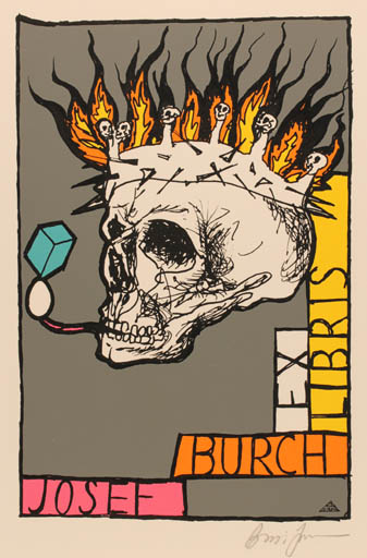 Exlibris by Boris Jirku from Czech Republic for Josef Burch - Death 