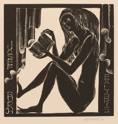 Exlibris by Anna Grmelova from Czech Republic for Josef Burch - Book Woman 