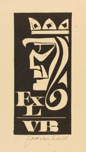 Exlibris by Jaroslav Svab from Czech Republic for Vaclav Beranek - Monogram Man Portrait 