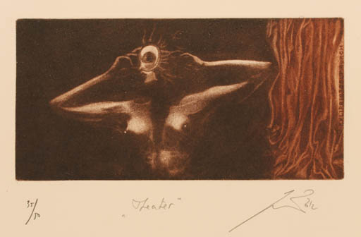 Exlibris by Jan Cernos from Czech Republic for Josef Burch - Woman Theater/Cirkus 