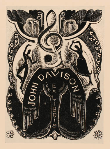 Exlibris by Gertrude Hermes from Great Britain for John Davison - 