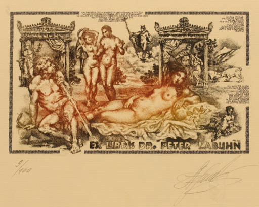 Exlibris by Arkadij Worobjow from Ukraine for Dr. Peter Labuhn - Mythology Nude 